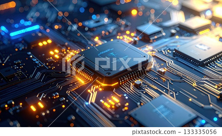 AI Image: Technology Image: Close-up of Semiconductors 133335056