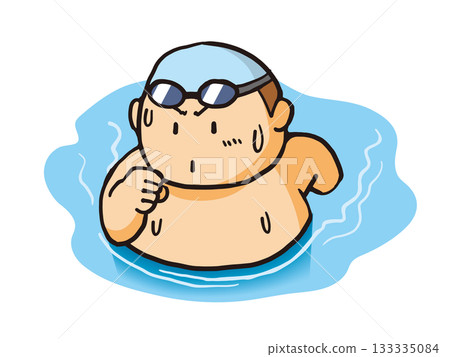 A fat man trying to lose weight by walking underwater A fat man trying to lose weight by walking underwater 133335084