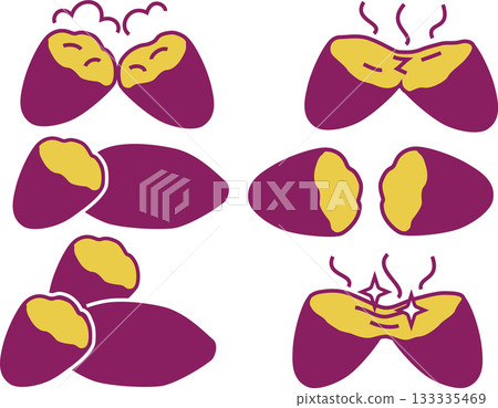 Delicious roasted sweet potato illustration set 133335469