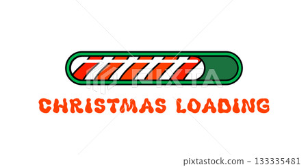 Countdown groovy Christmas loading bar with candy stripe progress on white background. Festive holiday progress element for xmas banners, countdown screens and vector designs Countdown groovy Christmas loading bar with candy stripe progress on white background. Festive holiday progress element for xmas banners, countdown screens and vector designs 133335481