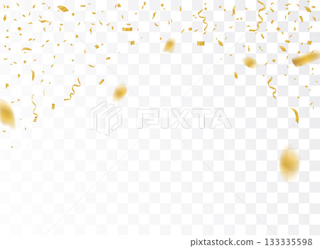 Gold confetti background vector isolated ribbon birthday. Golden confetti party falling glitter Gold confetti background vector isolated ribbon birthday. Golden confetti party falling glitter 133335598
