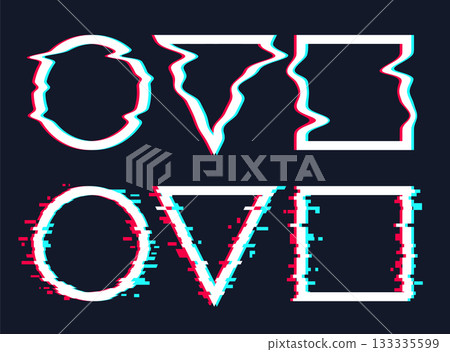 Glitch shape frame triangle sporty halftone graphic pattern geometric tech circle futuristic effect 133335599