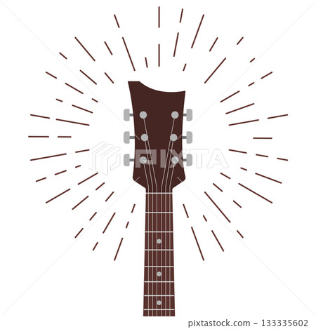Guitar headstock acoustic instrument vintage strings emblem musical icon minimal line burst graphic Guitar headstock acoustic instrument vintage strings emblem musical icon minimal line burst graphic 133335602