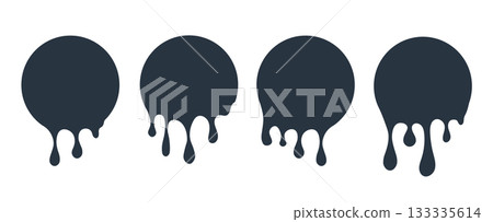 Drip circle paint icon vector chocolate splash honey melt drop liquid flow caramel milk sauce shape 133335614
