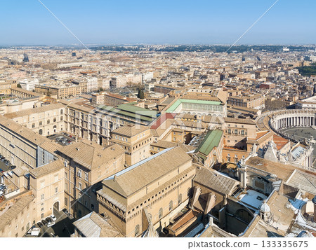 View of the Vatican and Rome from the top of the dome of St. Peter's Basilica View of the Vatican and Rome from the top of the dome of St. Peter's Basilica 133335675