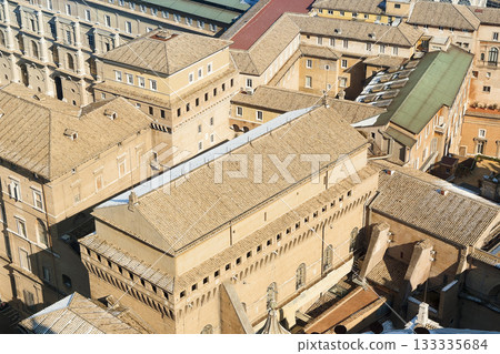 View of the Vatican Museums and Sistine Chapel from the top of St. Peter's Basilica View of the Vatican Museums and Sistine Chapel from the top of St. Peter's Basilica 133335684