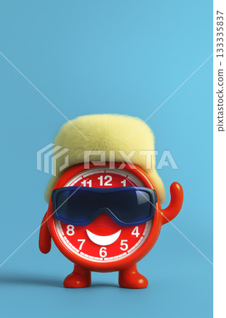 a red clock for winter time, generative AI a red clock for winter time, generative AI 133335837