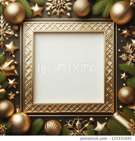 金色幾何圖案邊框 133335845