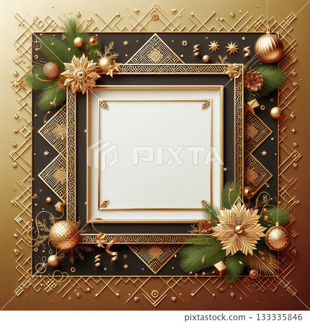 Elegant gold frame for Christmas Elegant gold frame for Christmas 133335846