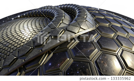 Futuristic design of interconnected hexagonal patterns creating a cosmic visual experience Futuristic design of interconnected hexagonal patterns creating a cosmic visual experience 133335962