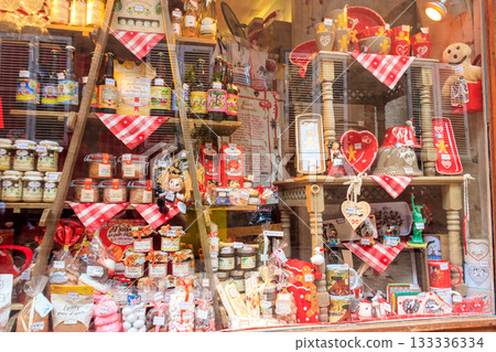 Decorated showcase of french traditional delicacy food in Colmar, Alsace, France 133336334