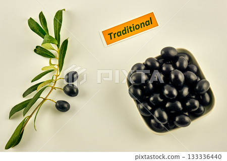 Olive branch with fresh olives 133336440