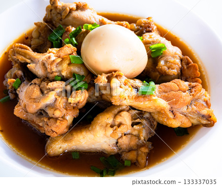 Refreshingly simmered chicken wings and boiled egg Refreshingly simmered chicken wings and boiled egg 133337035
