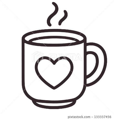 Coffee cup heart icon outline warms morning mood Coffee cup heart icon outline warms morning mood 133337456