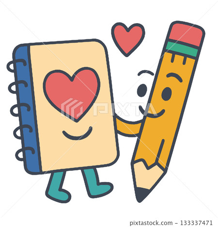 Cute notebook heart pencil cartoon love smile friendship kawaii romance happy Cute notebook heart pencil cartoon love smile friendship kawaii romance happy 133337471
