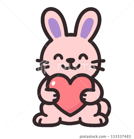 Cute bunny heart cartoon pink Adorable cartoon bunny holding heart, sweet love symbol with happy Cute bunny heart cartoon pink Adorable cartoon bunny holding heart, sweet love symbol with happy 133337483