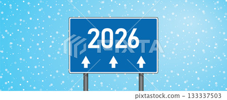 place sign with new year number 2026 on snowy winter background vector illustration 133337503