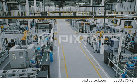 Automated Factory Floor With Robots 133337578