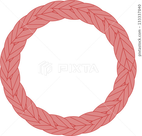 Simple and cute leaf circle frame, perfect for message cards, etc., reddish brown Simple and cute leaf circle frame, perfect for message cards, etc., reddish brown 133337840