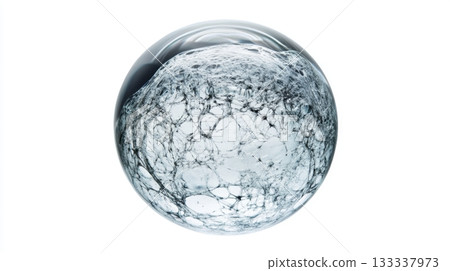 A captivating glass orb filled with delicate bubbles. This image explores the beauty of transparency and fluidity in design. Perfect for artistic and scientific themes. Generative AI A captivating glass orb filled with delicate bubbles. This image explores the beauty of transparency and fluidity in design. Perfect for artistic and scientific themes. Generative AI 133337973