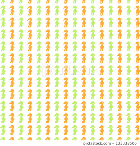 綠色和橘色的海馬背景素材 133338506