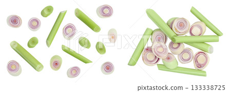Fresh Lemongrass isolated on white background . Top view. Flat lay 133338725