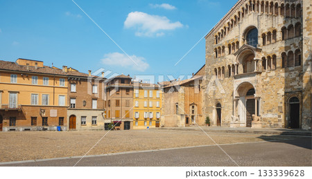 the Parma Cathedral above the empty square the Parma Cathedral above the empty square 133339628