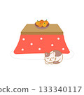Illustration of a cat sleeping in a kotatsu 133340117