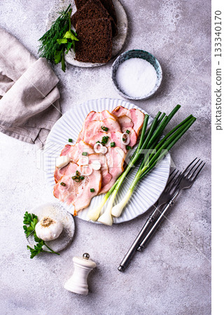 Sliced boiled smoked pork or ham 133340170