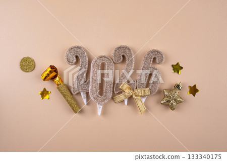 New year background with golden decoration 133340175