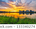Cau Giay Park Lake Sunset, Hanoi Skyline Reflection Cau Giay Park Lake Sunset, Hanoi Skyline Reflection 133340274