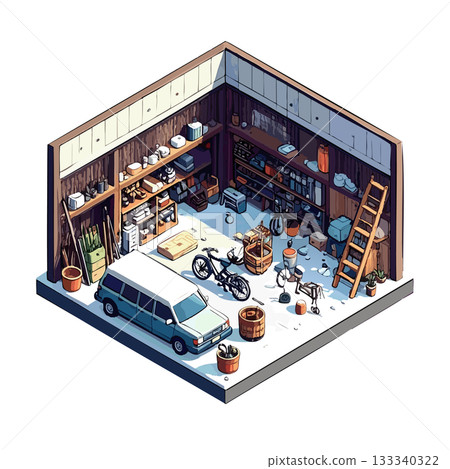 懷舊日式倉庫/日式房屋儲藏室圖示素材 133340322