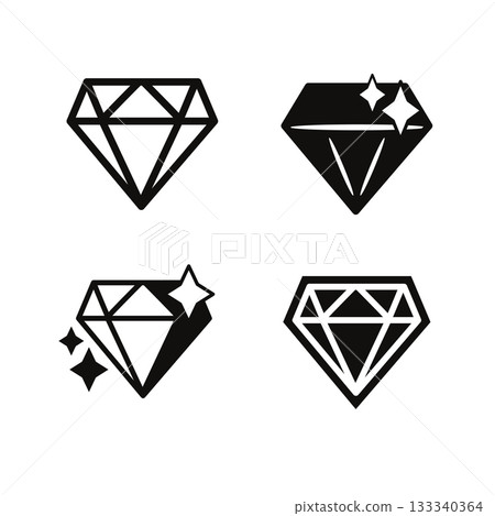 Royal diamond silhouette set icons set. Royal diamond silhouette set icons set. 133340364