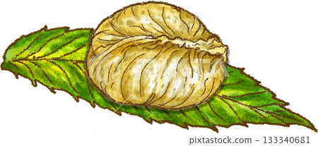 Chestnut kinton served on a chestnut leaf - Nasan's Chestnut Kinton, Nakatsugawa City, Gifu Prefecture 133340681