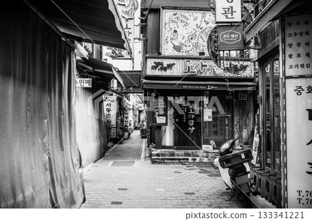 Seoul Insadong back alleys in black and white Seoul Insadong back alleys in black and white 133341221