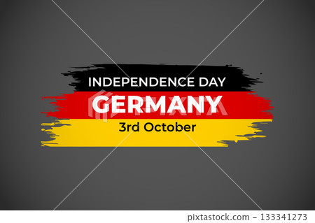 Day of German Unity (Independence Day Germany) 3rd October with Grunge Flag Brush Stroke. 133341273