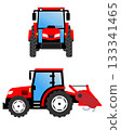 [Agricultural machinery] Tractor viewed from the front and side 133341465