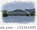 Watercolor style: Akinada Tobishima Kaido, Okamura Bridge, Kure City, Hiroshima Prefecture 133341495