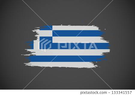 Grunge Brush Stroke Flag of Greece (Blue and White) on Dark Background. Grunge Brush Stroke Flag of Greece (Blue and White) on Dark Background. 133341557