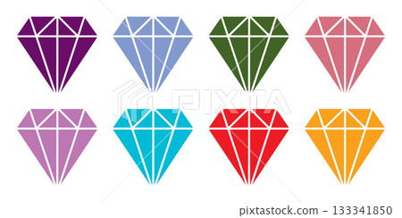 Diamonds icons, diamond jewels, colored diamonds collection. Diamonds icons, diamond jewels, colored diamonds collection. 133341850