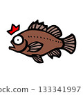 Illustration of a cute surprised rockfish 133341997