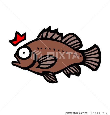 Illustration of a cute surprised rockfish Illustration of a cute surprised rockfish 133341997