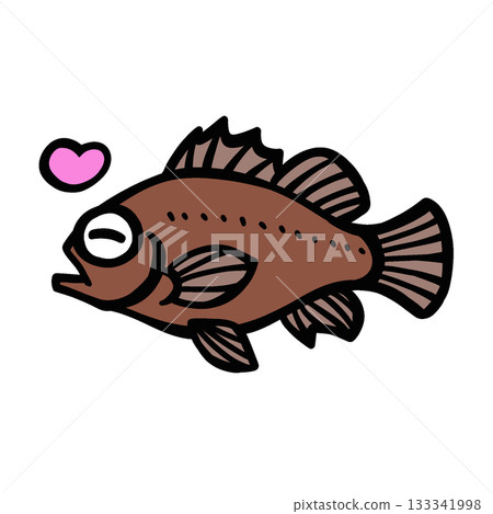 Cute illustration of happy rockfish Cute illustration of happy rockfish 133341998