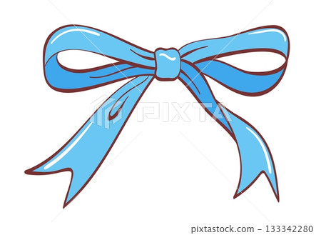 Blue thin single loop shoelace bow, long tails 133342280