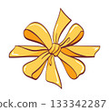Elegant yellow gift bow with four loops Elegant yellow gift bow with four loops 133342287