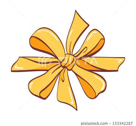Elegant yellow gift bow with four loops Elegant yellow gift bow with four loops 133342287