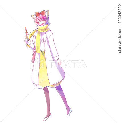 冬季，女人們在主題樂園玩耍、吃飯、散步。 133342350