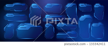 Hud frames, futuristic text box borders, sci-fi tech digital screen hologram panels Hud frames, futuristic text box borders, sci-fi tech digital screen hologram panels 133342411