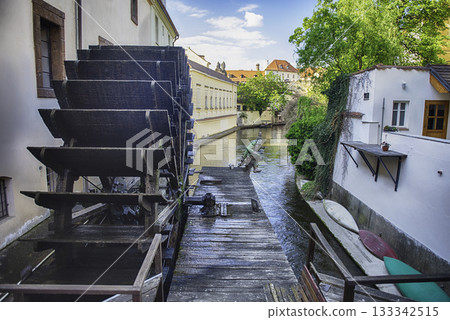Old water mill standing on Certovka River, Prague, Czech Republic 133342515