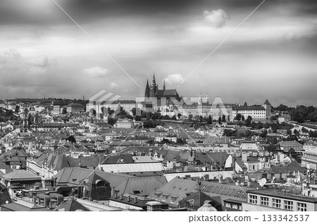 Panoramic view of Prague's rooftops, Czech Republic Panoramic view of Prague's rooftops, Czech Republic 133342537
